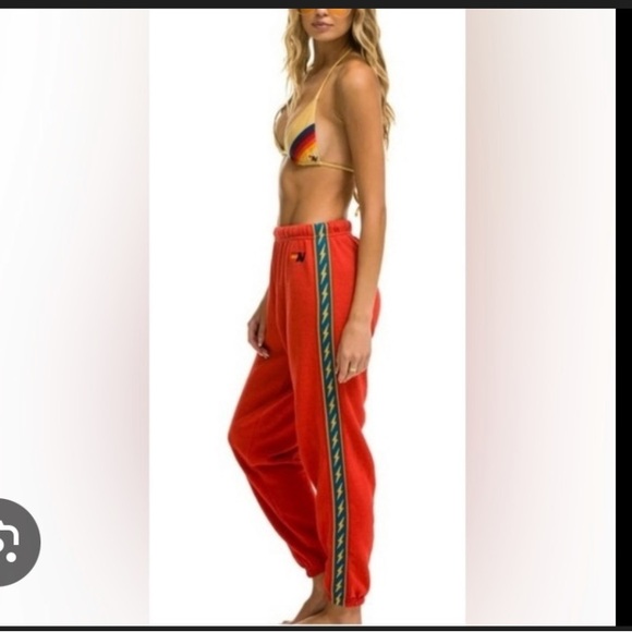 Aviator Nation Pants - «AVIATOR NATION Women's BoltStripe Sweatpant in Red-